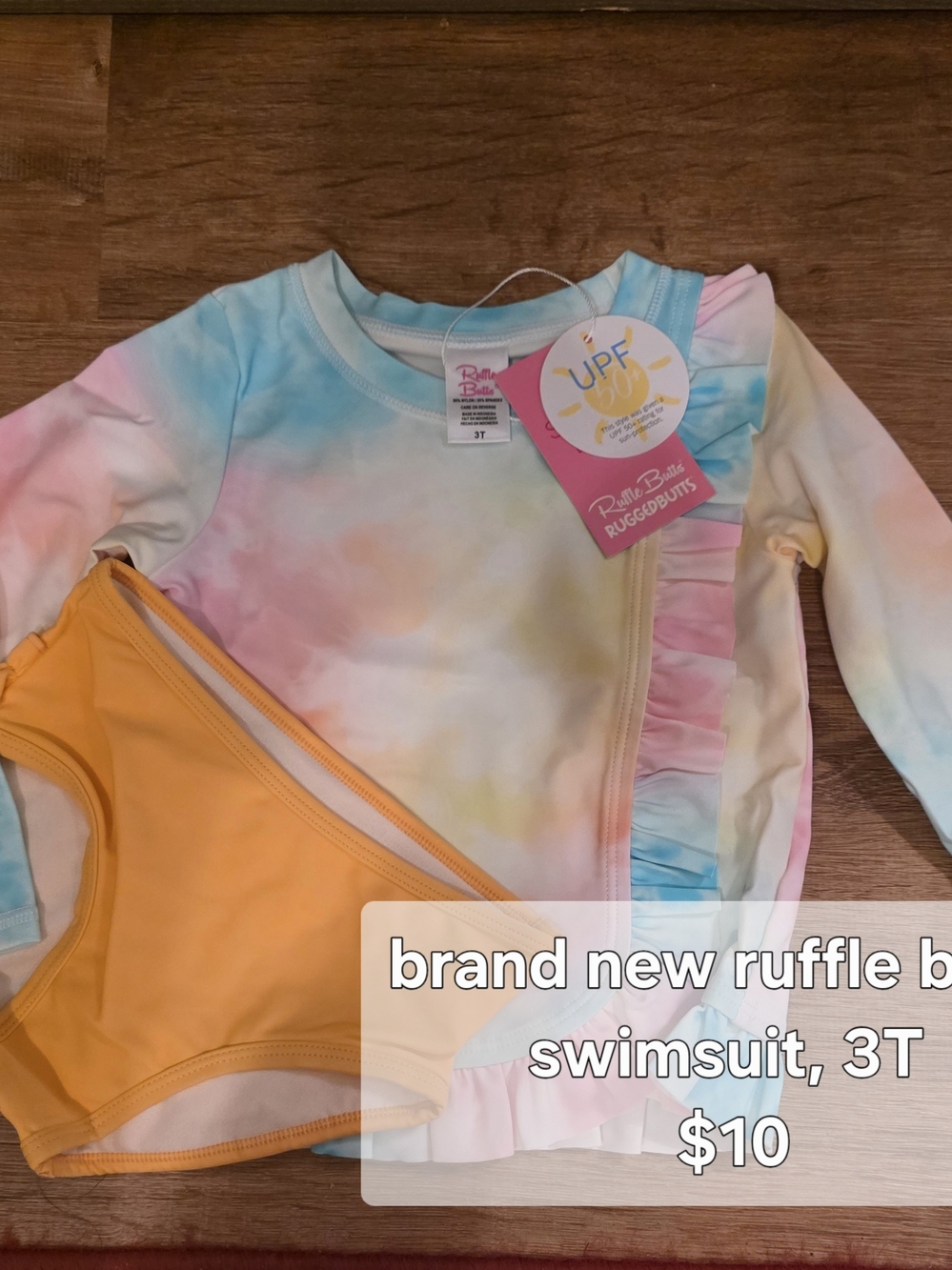 Ruffle Two-Piece Swim Set - Pastel Tie-Dye & Yellow, 3T